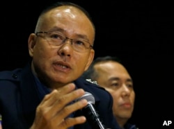 Police Chief Oscar Albayalde speaks at a news conference on the attack by a gunman at Resorts World Manila complex where a security video of the attack was made public, June 3, 2017.