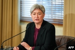 페니 웡 호주 외교부 장관이 지난 1일 멜버른에서 열린 한-호주 외교 및 국방장관 회담 후 열린 공동 기자회견에서 발언하고 있다. (자료사진)