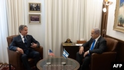 토니 블링컨(왼쪽) 미 국무장관이 6월 10일 예루살렘에서 베냐민 네타냐후 이스라엘 총리와 회담하고 있다. (자료사진) 