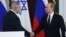 Russian President Vladimir Putin (R) shakes hands with Israeli Prime Minister Benjamin Netanyahu during a news conference at the Kremlin in Moscow, Russia June 7, 2016.