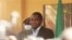 FILE - Zambia's then-president-elect Hakainde Hichilema addresses a press conference at his residence in Lusaka, Zambia, Aug, 16, 2021. An opposition leader has been arrested after criticizing Hichilema's media director on Facebook.