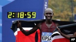 Wilson Kipsang lors du marathon de New York, USA, le le novembre 2017. (AP Photo/Seth Wenig)