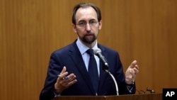 FILE - U.N. High Commissioner for Human Rights Zeid Ra’ad Al Hussein. Zeid said the ease with which people in the United States are able to buy firearms, including assault rifles, defies all reason.