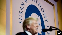 President Donald Trump speaks at the Susan B. Anthony List 11th Annual Campaign for Life Gala at the National Building Museum, May 22, 2018, in Washington. 