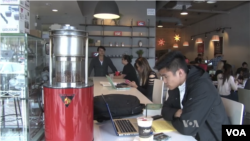 Customers at the 7 Leaves Cafe in the heart of Little Saigon, in Los Angeles, California.
