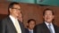 FILE PHOTO - Cambodian Prime Minister Hun Sen, right, talks with the main Opposition Party leader Sam Rainsy, left, of Cambodia National Rescue Party, after their meeting in Senate headquarters in Phnom Penh, Cambodia, Tuesday, July 22, 2012. 