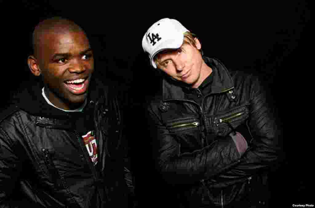 Ngesi with his friend and mentor and fellow comedian, David Newton (Courtesy S. Ngesi)