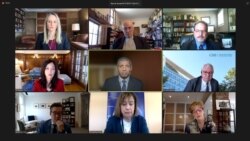 전략국제문제연구소(CSIS)는 22일 공개한 미한동맹관계 정책제언 보고서를 토대로 저자들과의 화상대담을 진행했다. 왼쪽 위에서부터 카틴 프레이터 카츠 CSIS 부연구원, 조지프 나이 하버드대 석좌교수, 마이클 그린 전 백악관 국가안보회의(NSC) 아시아 담당 보좌관, 수미 테리 선임연구원, 빈센트 브룩스 전 한미연합사령관, 존 햄리 소장, 빅터 차 한국 석좌, 웬디 커틀러 전 미 무역대표부(USTR) 부대표 대행, 캐서린 스티븐스 전 주한대사.