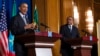 President Barack Obama speaks during a joint news conference with Ethiopian Prime Minister Hailemariam Desalegn, July 27, 2015, at the National Palace in Addis Ababa. Obama is the first sitting U.S. president to visit Ethiopia.