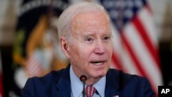 FILE - President Joe Biden speaks during a meeting with the President's Council of Advisors on Science and Technology in the State Dining Room of the White House on April 4, 2023, in Washington.