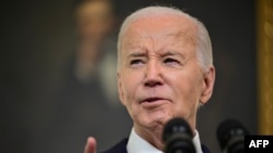 2024年4月24日，美国总统乔·拜登在白宫签署对外援助法案后发表讲话。