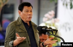 FILE - Philippine President Rodrigo Duterte speaks during a visit in Baguio city, Philippines, March 11, 2017.