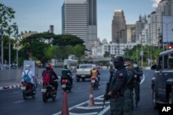 Police stand guard near the venue of the upcoming Asia-Pacific Economic Cooperation (APEC) in Bangkok, Thailand, Nov. 15, 2022.