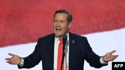 (FILES) US Representative Michael Waltz, Republican of Florida, speaks during the third day of the 2024 Republican National Convention at the Fiserv Forum in Milwaukee, Wisconsin, on July 17, 2024.