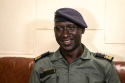 Spokesman for the National Committee for the Salvation of the People Ismael Wague speaks to The Associated Press in Kati, Mali, Aug. 20, 2020.