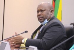 Winston Chitando, Zimbabwe’s minister of mines and mining, speaks before lawmakers in Harare, Zimbabwe, Dec 9, 2020. (Columbus Mavhunga/VOA)