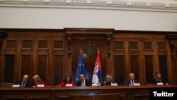 Kopredsedavajuća Parlamentarnog odbora za stabilizaciju i prodruživanje Evropska unija - Srbija Tanja Fajon u poseti Skupštini Srbije, u Beogradu, 30. oktobra 2019. (Foto: Tviter nalog Tanje Fajon)