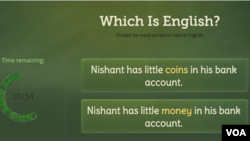 Which is English? sample item