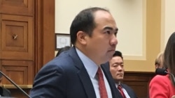 美国霍夫斯特拉大学法学院宪法教授古举伦2018年4月17日参加国会听证会（美国之音钟辰芳拍摄）