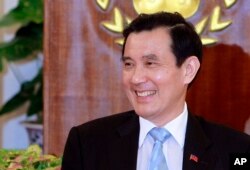 FILE - Taiwan's President Ma Ying-jeou addresses media during a press conference at the Presidential Office in Taipei, Taiwan, Nov. 5, 2015.