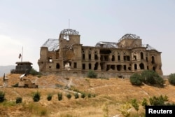 The Darul Aman palace stands in Kabul, Afghanistan, June 2, 2016.