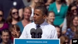 President Barack Obama speaks at a campaign rally in Golden, Colorado, September 13, 2012.