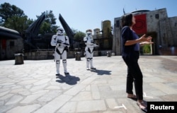 Margaret Kerrison, managing story editor at Disney Imagineering, is interviewed at "Star Wars: Galaxy's Edge" during a media preview event at Disneyland Park in Anaheim, California, U.S., May 29, 2019. REUTERS/Mario Anzuoni