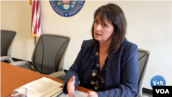 Nadine Maenza, USCIRF, talks to VOA's Navbahor Imamova, Washington, Oct 17, 2019