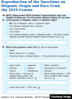Detail from 2010 Federal Census form in which citizens may now claim more than one racial identity