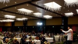 Duta Besar Indonesia Untuk Amerika Rosan Perkasa Roeslani membuka Muktamar Indonesian Muslim Society in America (IMSA) – Malaysian Islamic Student Group (MISG) di Los Angeles, pada 26 Desember 2021. (Foto: Courtesy of KBRI DC)