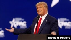 도널드 트럼프 전 미국 대통령이 지난 2월 플로리다주 올랜도에서 열린 '보수정치행동회의(CPAC)' 행사에서 연설하고 있다. (자료사진)