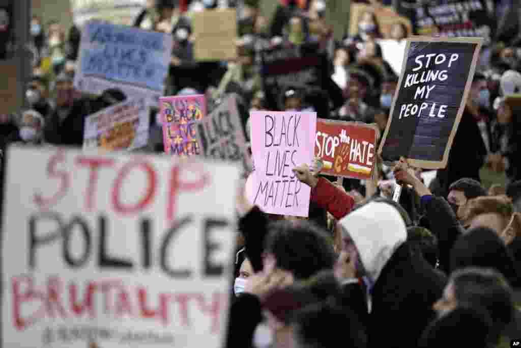 Protesters gather in Sydney, Australia, June 2, 2020, to support the cause of U.S. protests over the death of George Floyd and urged their own governments to address racism and police violence.