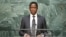 FILE - Zambian President Edgar Lungu speaks before attendees at the U.N. General Assembly in New York, Sept. 29, 2015. Fred Mutesa of Zambians for Empowerment and Development has endorsed Lungu in the August 11 presidential vote.