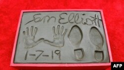 Actor Sam Elliot left his prints in the block of cement at his Hand and Footprints ceremony in Hollywood, California, Jan. 7, 2019.