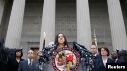 Baltimore State's Attorney Marilyn Mosby announces criminal charges in the death of Freddie Gray, who died of injuries he sustained while in police custody, May 1, 2015.