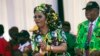 FILE - Grace Mugabe, then Zimbabwe's first lady, dances at a rally in Gweru, Zimbabwe, Sept, 1, 2017. 