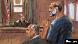 8일 뉴욕 법원에 출두한 아부 가이스(오른쪽)를 그린 스케치.