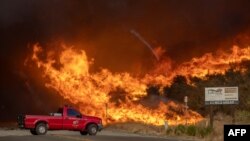 Vatrogasno vozilo u blizini požara kod jezera Castaic, 22 januar 2025. (Foto: Apu Gomes/AFP)