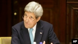 Menlu AS John Kerry berbicara kepada wartawan. New York, AS.