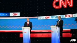 美国前总统特朗普和现任总统拜登在2024年6月27日的电视辩论会上