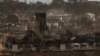 Rumah dan bangunan yang terbakar sebagai akibat dari kebakaran hutan, terlihat di Lahaina, Maui barat, Hawaii pada 12 Agustus 2023. (Foto: AFP)