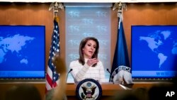 អ្នក​នាំ​ពាក្យ​ក្រសួង​ការបរទេស​អាមេរិក អ្នកស្រី Morgan Ortagus ថ្លែង​ទៅ​កាន់​សន្និសីទ​កាសែត​មួយ​ នៅ​ក្រសួង​ការបរទេស កាលពី​ថ្ងៃទី១៧ ខែមិថុនា ឆ្នាំ២០១៩។