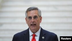 브래드 래팬스퍼거 조지아주 총무 장관이 지난 2020년 11월 6일 애틀랜타에서 대선 결과 관련 기자회견을 하고 있다. (자료사진)