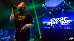 Post Malone performs during Snow Fest at Park City Live in Park City, Utah, Jan. 20, 2018. 