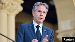 토니 블링컨 미 국무장관이 지난 17일 캘리포니아주 스탠포드대학교 방문 중 취재진 질문에 답하고 있다. (자료사진)