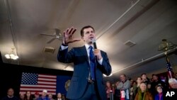 아이오와코커스(당원대회) 개표 결과, 1위를 차지한 피트 부티지지 후보가 지난 6일 뉴햄프셔주 메리맥에서 선거유세를 하고 있다.