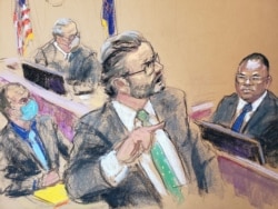 Los Angeles Police Department Sergeant Jody Stiger is cross-examined by defense attorney Eric Nelson in a Minneapolis courtroom on Apr. 7, 2021.