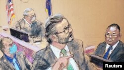 Los Angeles Police Department Sergeant Jody Stiger is cross-examined by defense attorney Eric Nelson in a Minneapolis courtroom on April 7, 2021.