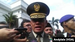 Panglima TNI Jenderal Gatot Nurmantyo di kompleks Kementerian Luar Negeri Jakarta, Kamis, 1 Juni 2017. (Foto:VOA/Andylala)