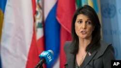 니키 헤일리 유엔주재 미국대사가 지난 1월 뉴욕 유엔본부에서 북한 문제에 관한 기자회견을 열었다.